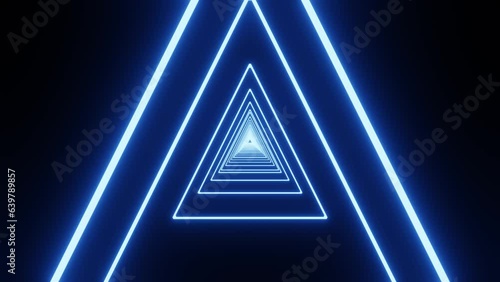 abstract triangle neon light motion, seamless loop