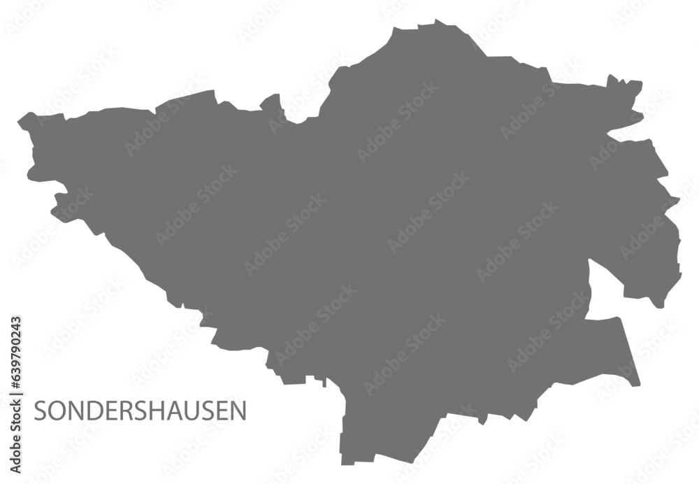 Sondershausen German city map grey illustration silhouette shape