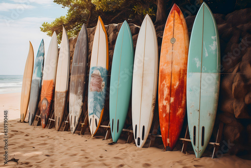 surfboards on the beach photo