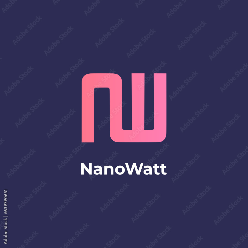 NanoWatt - Symbolic sine wave identity letter n and w