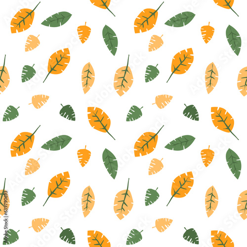 Seamless pattern hand-drawn with tropical leaves. floral seamless pattern with leaves The geometric pattern with lines. Seamless vector background. for paper,cover,interior deecor,texture,fabric