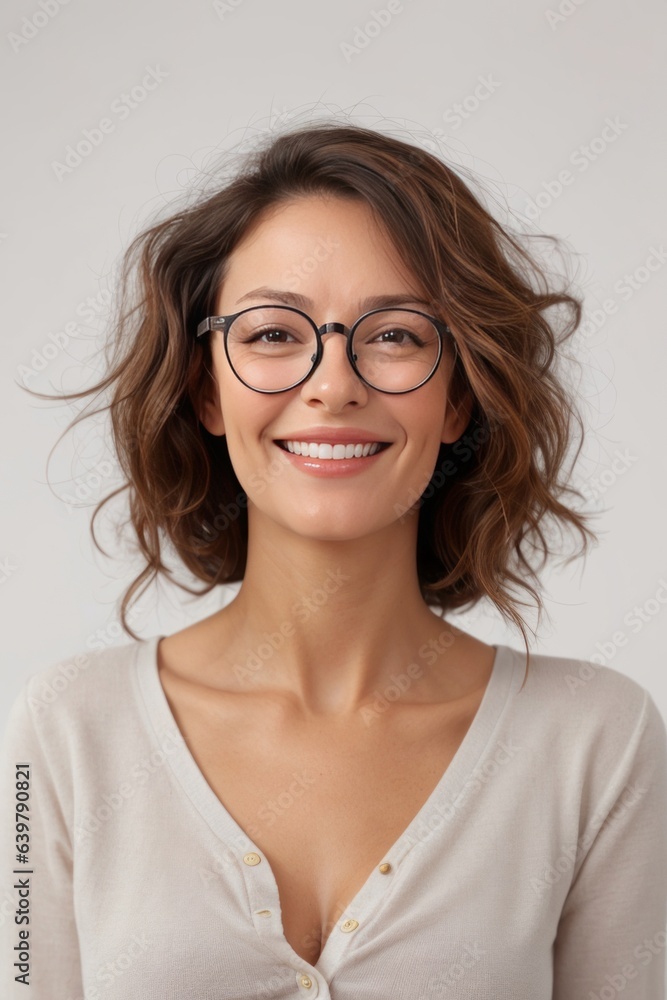 Obraz premium Confident Happy woman wearing glasses