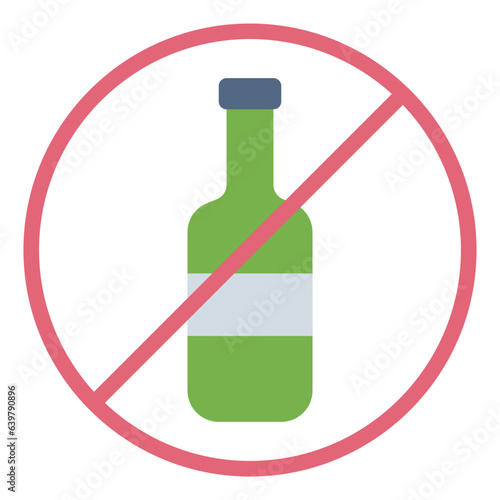 No Alcohol flat icon photo