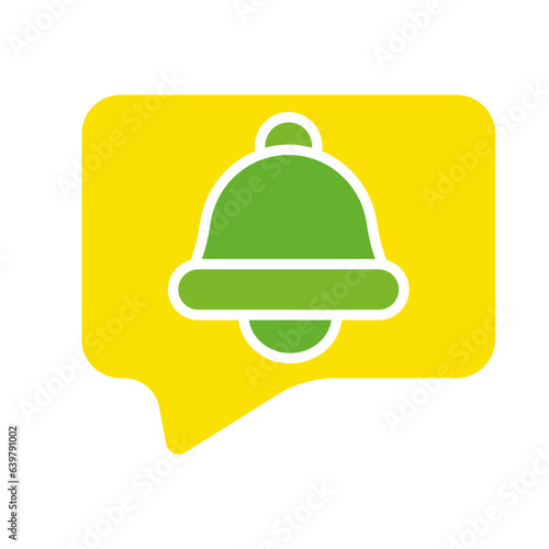 Dialog box with bell line icon. Notification, chatting, online, communication, internet, delayed message, email. Vector colored icon on a white background for business