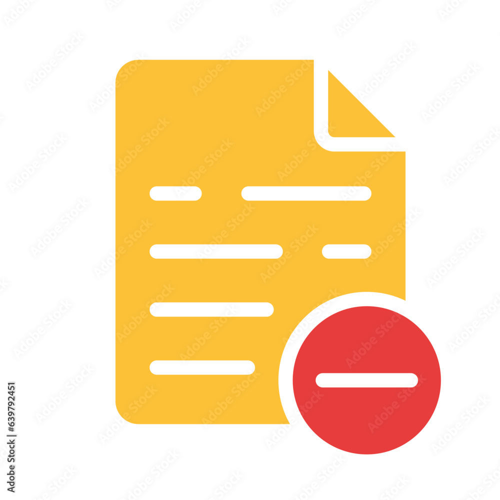 File with minus line icon. Verification, cancellation, data transfer, information, program, computer. Vector colored icon on a white background for business File with minus line icon. Verification, cancellation, data transfer, information, program, computer. Vector colored icon on a white background for business