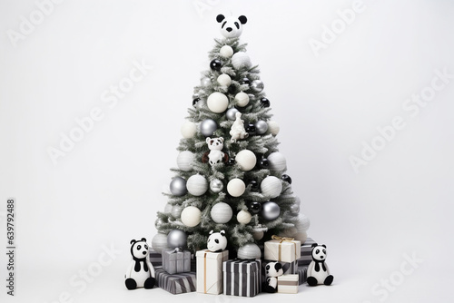 Creative Christmas tree in modern style on a neutral background