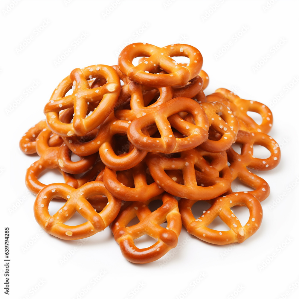 Pretzels on a white background.