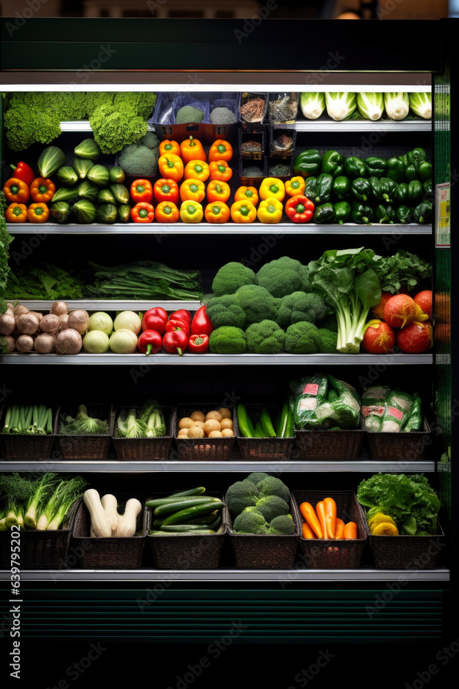 Fresh vegetable on shelf in supermarket, Healthy organic food