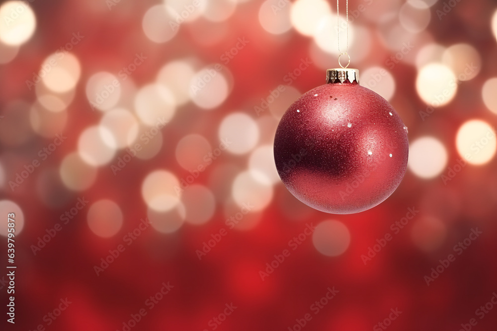 Christmas background with red ball. blurry abstract bokeh with copy space. Christmas background with red ball. blurry abstract bokeh with copy space.
