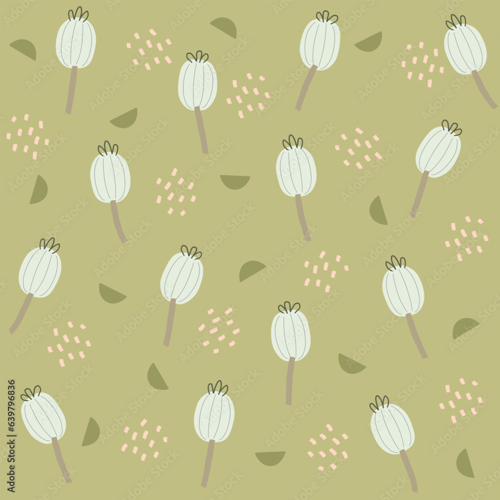 Seamless patterns, hand-drawn in floral style
