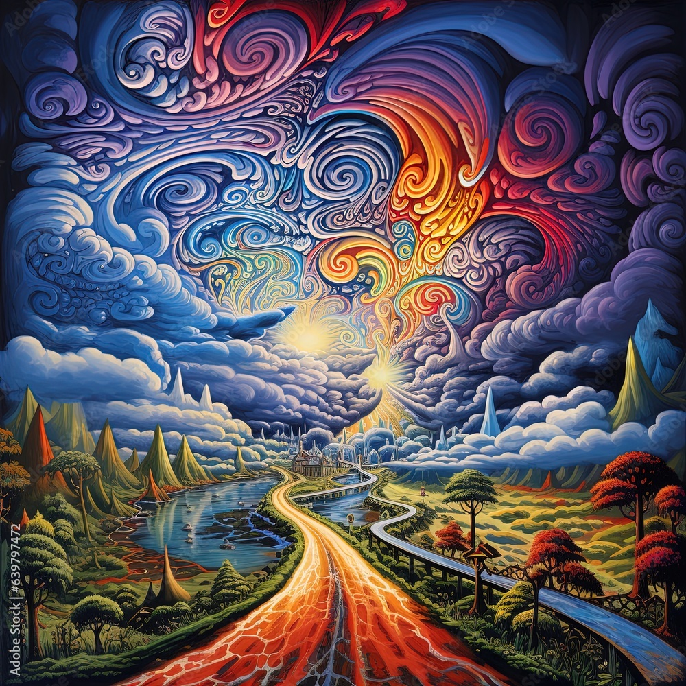 Mesmerizing Storm Cloud Road - Surrealist Realism