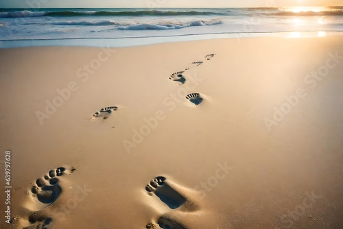 footprints in sand leading towards the water's edge on a pristine sandy beach