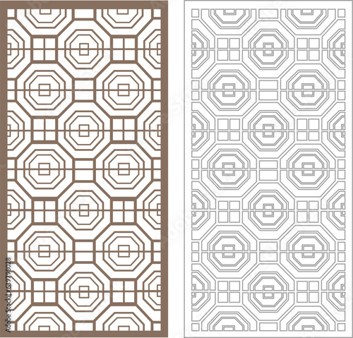 Alhambra arabic window laser cut design. Vector