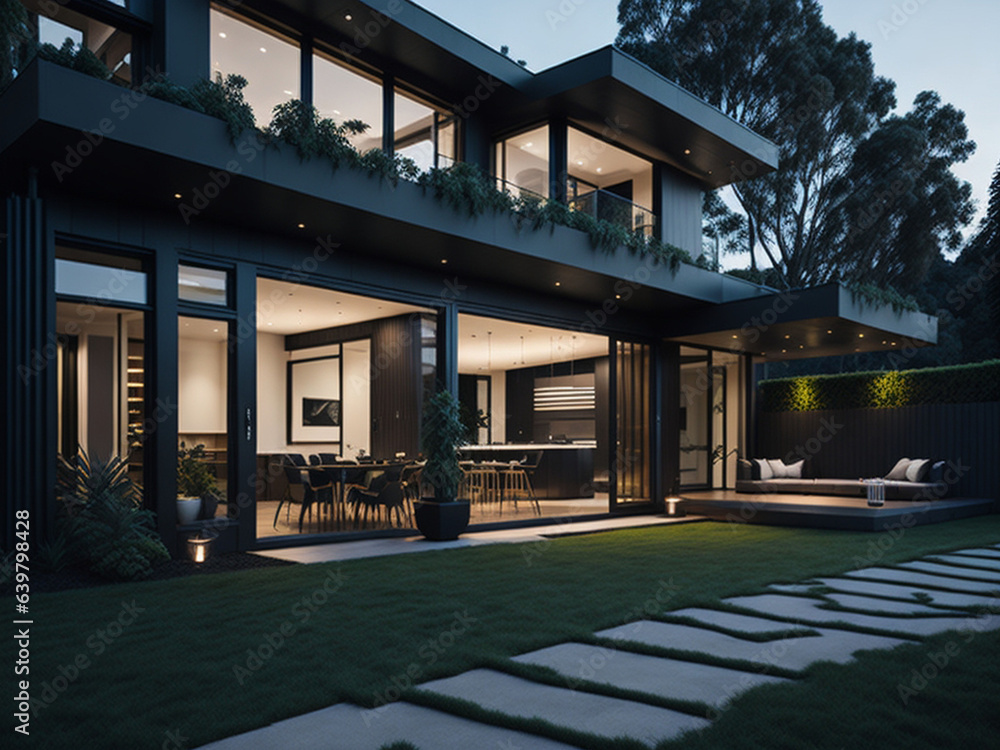 3d rendering of modern cozy house in luxurious style. 3d rendering of modern cozy house in luxurious style.