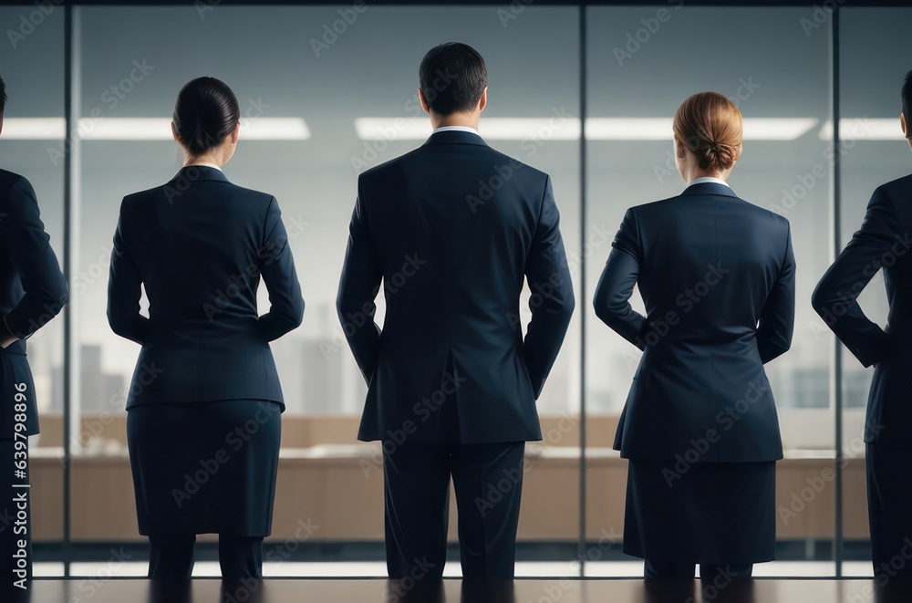 Illustration of a team of business people posing in the office.Generative AI Illustration of a team of business people posing in the office.Generative AI