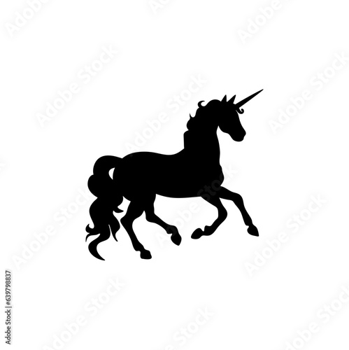 Mythology illustrations of unicorns silhouette. Element for creating design and decoration.