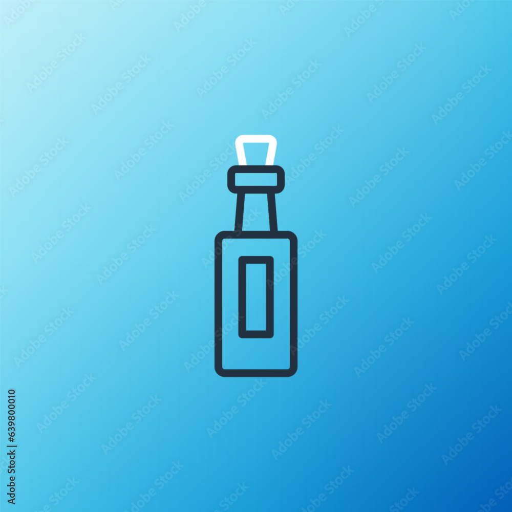 Line Bottle of olive oil icon isolated on blue background. Jug with olive oil icon. Colorful outline concept. Vector Line Bottle of olive oil icon isolated on blue background. Jug with olive oil icon. Colorful outline concept. Vector