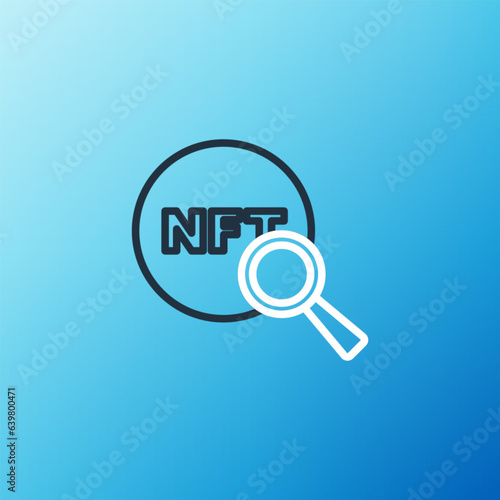 Line Search NFT icon isolated on blue background. Non fungible token. Digital crypto art concept. Colorful outline concept. Vector