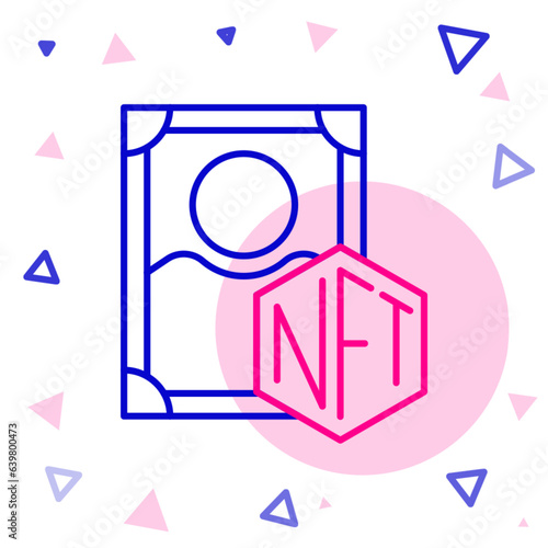 Line NFT Digital crypto art icon isolated on white background. Non fungible token. Colorful outline concept. Vector