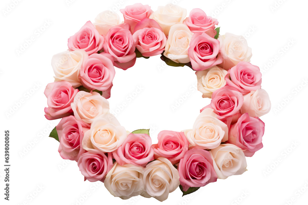 Wreath of rose flowers collection, white background isolated PNG Wreath of rose flowers collection, white background isolated PNG