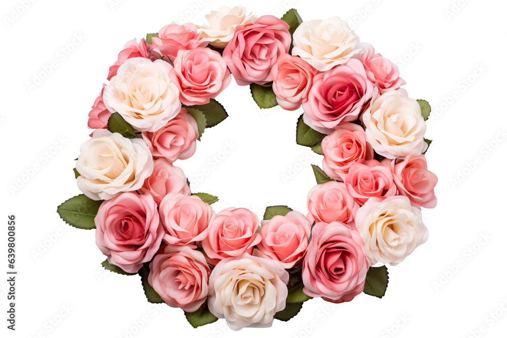 Wreath of rose flowers collection, white background isolated PNG Wreath of rose flowers collection, white background isolated PNG
