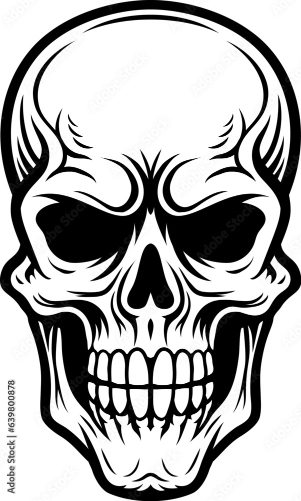 A human skull cartoon style stylised illustration