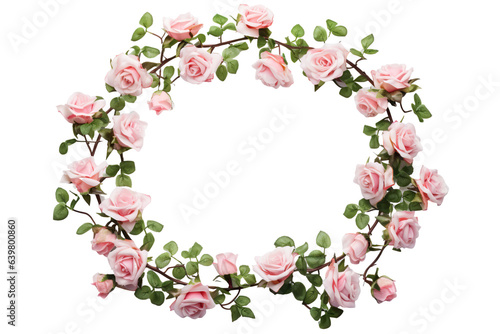 Wreath of rose flowers collection, white background isolated PNG