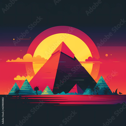 Illustration of a beautiful view of the Egyptian pyramids  Egypt