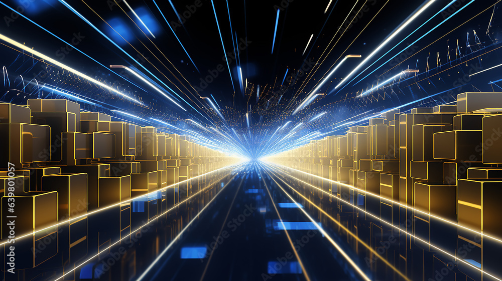 Fototapeta premium warehouse technology of the future, warehouse program, neon background, futuristic computer graphics design