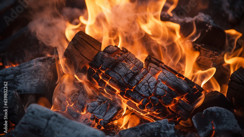 Close up of burning coals.