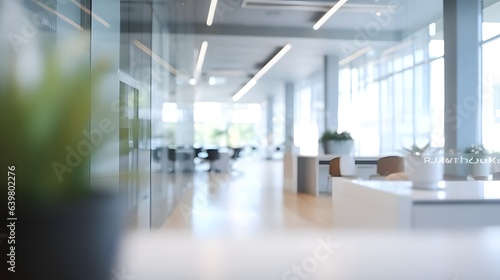 Blur focus of White open space office interior can be used as background  AI Generated