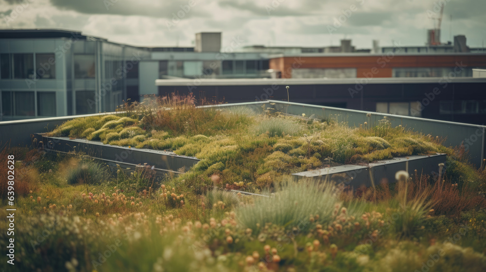 A green roof installation on a sustainable building.