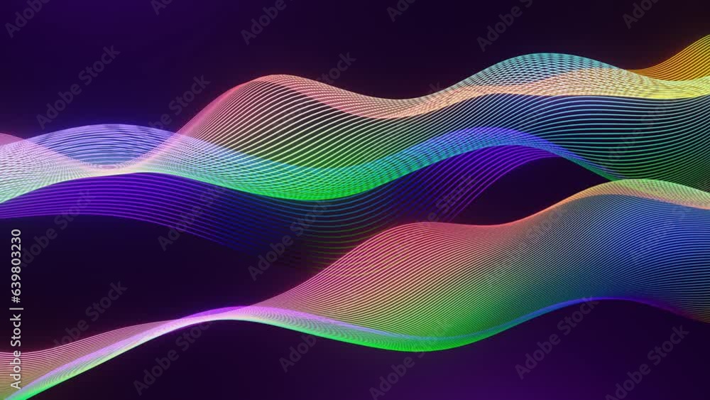 Angulating particles form a loopable sound wave in motion graphics.