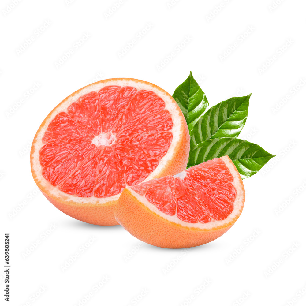 Ripe sliced pink grapefruit citrus fruit isolated on transparent background (.PNG) Ripe sliced pink grapefruit citrus fruit isolated on transparent background (.PNG)