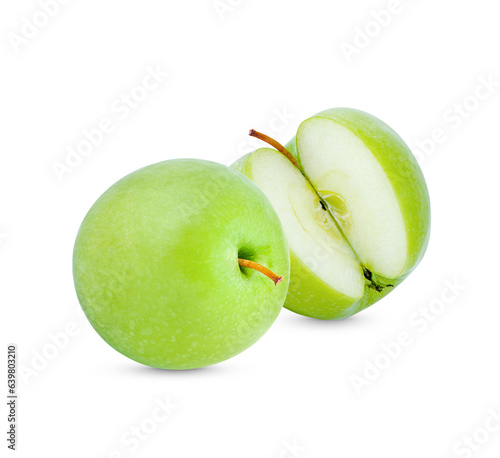 Fresh green apple isolated on transparent background (.PNG)