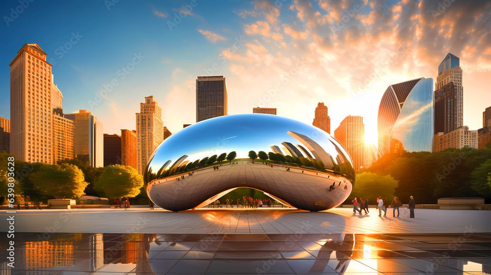 Illustration of a beautiful view of Chicago, USA