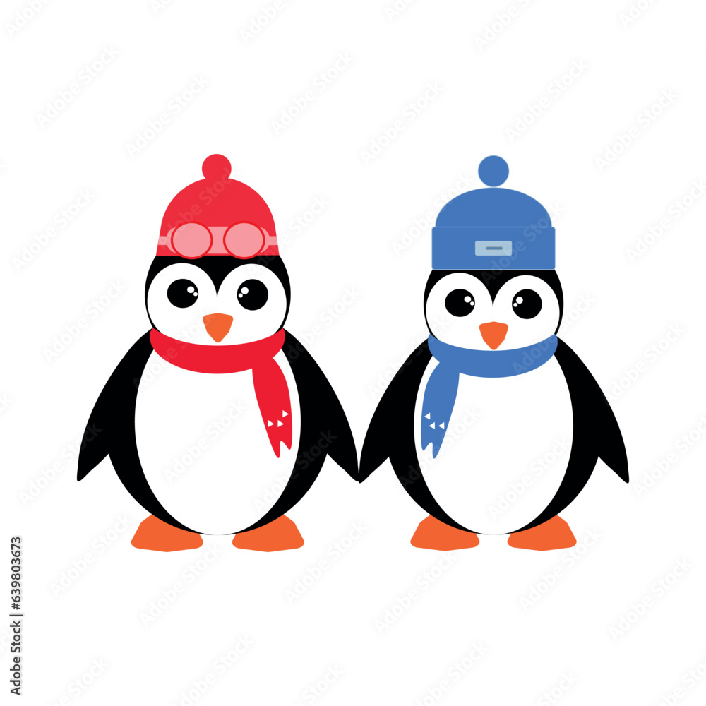 Penguins icon, flat design, cartoon illustration Penguins icon, flat design, cartoon illustration