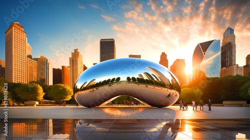 Obraz na płótnie Illustration of a beautiful view of Chicago, USA w salonie