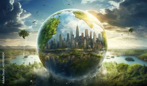 how to protect the earth from climate change, in the style of urban environment, atmosphere of dreamlike quality, chemical reactions, photo-realistic techniques, creative commons attribution, multicoi