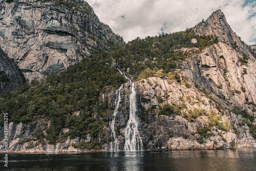 waterfall in the mountains Lysefjord, Norway