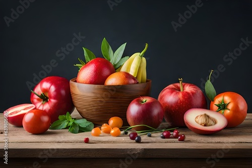 Collection with different fruits and vegetables 