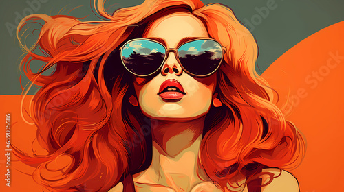 hand drawn cartoon illustration of a woman wearing sunglasses 
