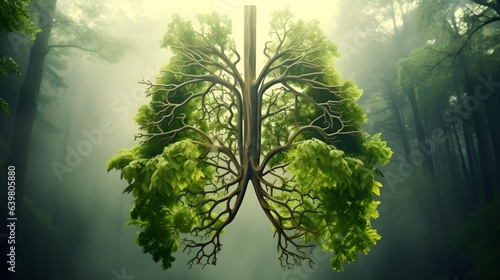 Green lung filled by the forest trees for healthy environment. generative AI