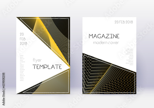 Triangle cover design template set. Gold abstract