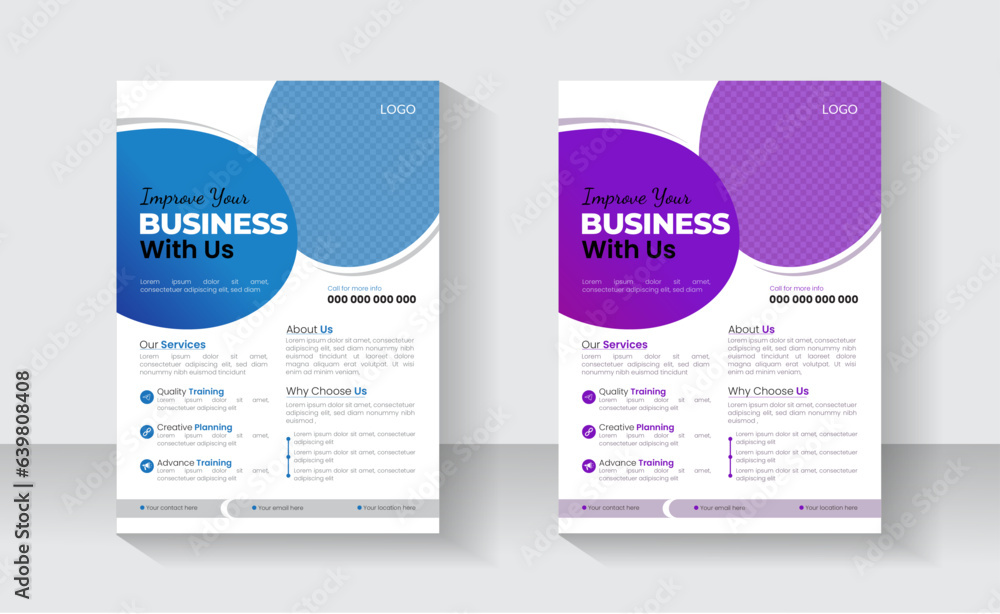 Corporate business flyer template design set, poster flyer  pamphlet brochure cover design layout space for photo background.