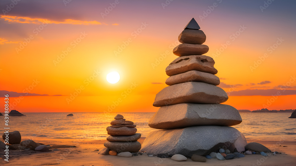 Obraz premium stack of stones on the beach