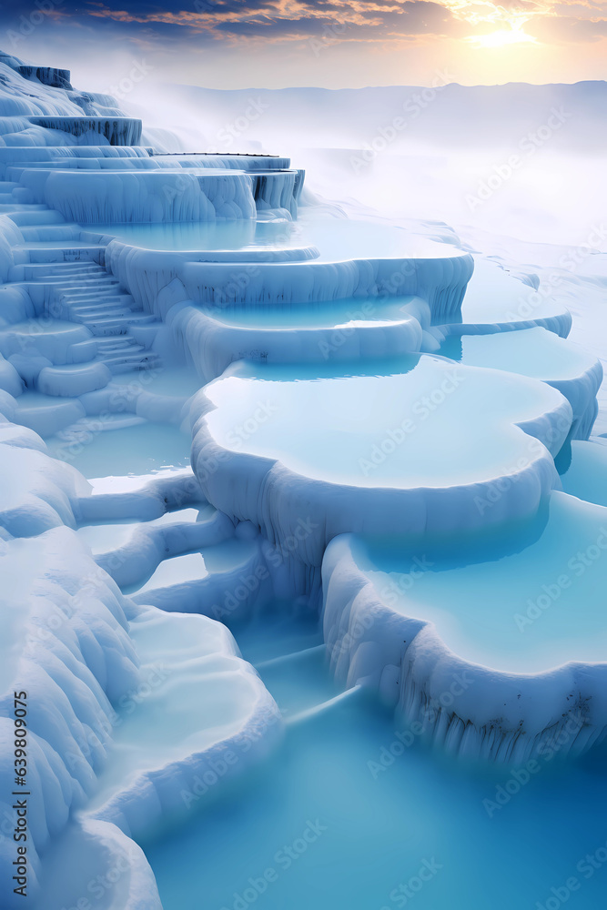 Illustration of a beautiful view of the travertines