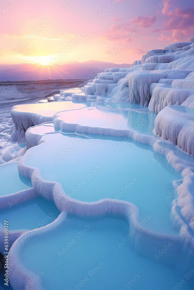 Illustration of a beautiful view of the travertines