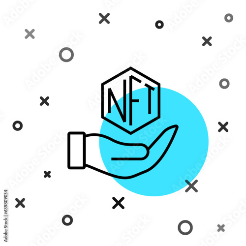 Black line NFT Digital crypto art icon isolated on white background. Non fungible token. Random dynamic shapes. Vector