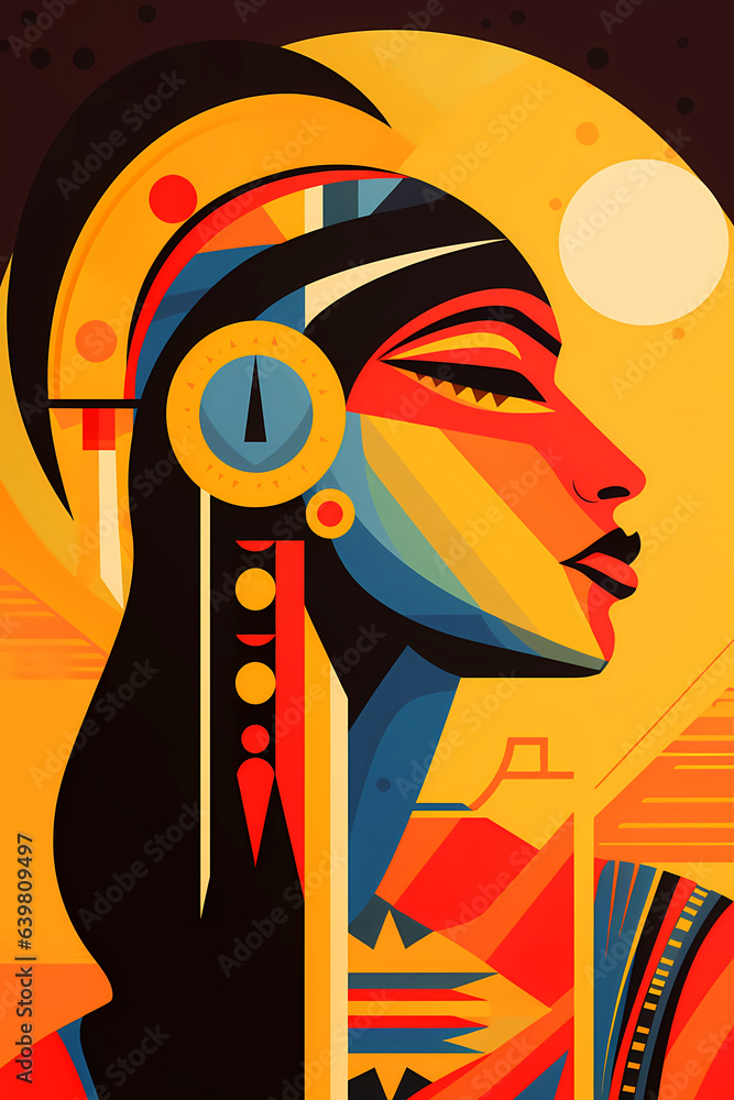Illustration of the royal person of Egypt in traditional costume